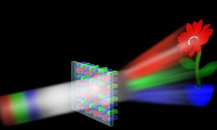 Highly effective coloured hologram developed using metasurface made of nanoblocks