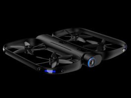 Called R1, Skydio's drone is equipped with 13 cameras that capture omnidirectional video. It launches and lands through an app — or by itself. On the app, the R1 can also be preset to certain filming and flying conditions or be controlled manually.