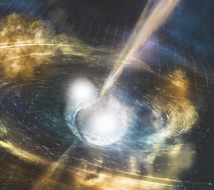 Artist's concept of two neutron stars colliding. Credit: NSF/LIGO/Sonoma State University/A. Simonnet