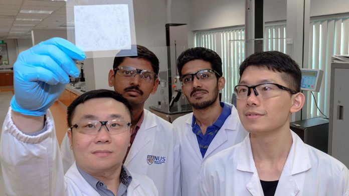 Assistant Professor Tan Swee Ching (left) and his team have invented a novel water-absorbing gel that harnesses humidity for various practical applications.