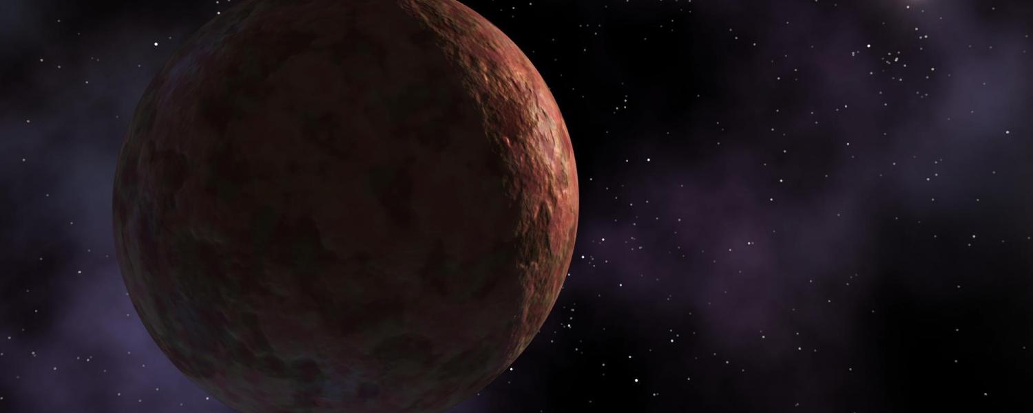 An artist's rendering of Sedna, which looks reddish in color in telescope images. (Credit: NASA/JPL-Caltech)