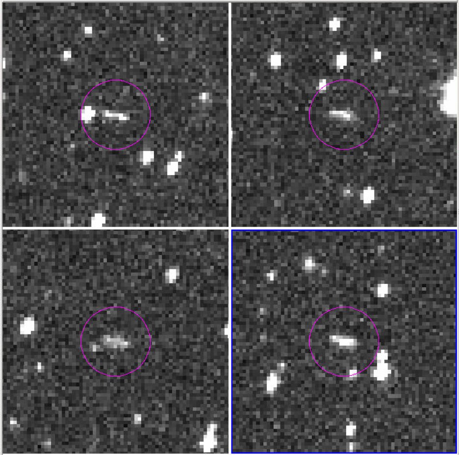 These are the discovery observations of asteroid 2018 LA from the Catalina Sky Survey, taken June 2, 2018. About eight hours after these images were taken, the asteroid entered Earth’s atmosphere (about 9:44 a.m. PDT, 12:44 p.m. EDT, 16:44 UTC, 6:44 p.m. local Botswana time), and disintegrated in the upper atmosphere near Botswana, Africa. Credits: NASA/JPL-Caltech/CSS-Univ. of Arizona