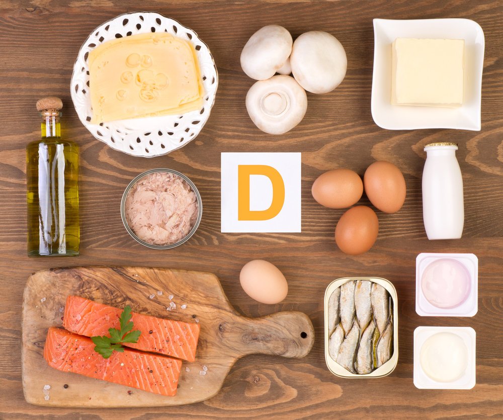 Vitamin D containing foods, top view