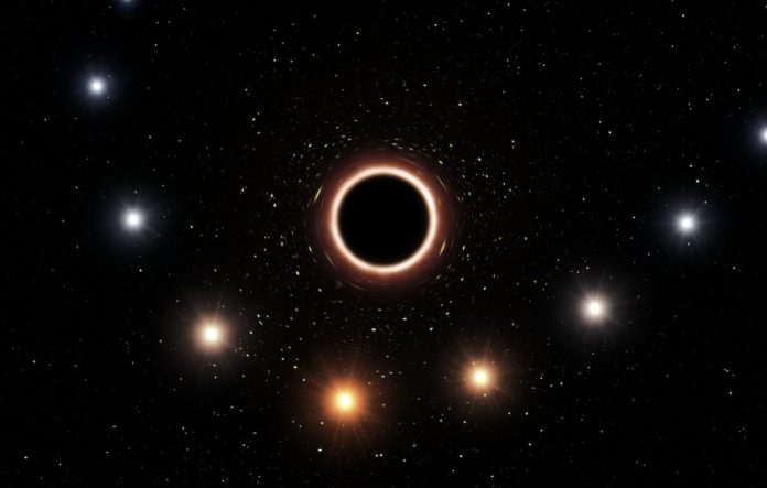 Artist’s impression of S2 passing supermassive black hole at centre of Milky Way