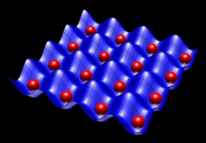 An illustration shows rubidium atom qubits isolated by scientists at the National Institute of Standards and Technology and proposed for use in quantum computers. A team led by Rice University computer scientist Anastasios Kyrillidis has proposed a scalable algorithm to significantly accelerate the task of validating the accuracy of quantum computers.