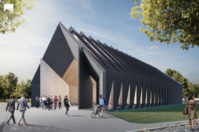 View of the Longhouse Northwest Elevation Image: MIT Mass Timber Design