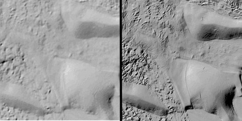 Comparison between prior available surface imaging (left) and REMA (right) shows dramatically improved detail