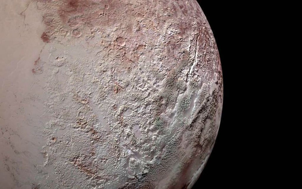 When the New Horizons spacecraft swept past Pluto in 2015, it discovered penitentes there. They are also called bladed terrain (bottom center of image).