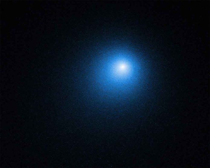 Hubble captured this view of comet 46P/Wirtanen on Dec. 13, 2018. Credits: NASA, ESA, D. Bodewits (Auburn University) and J.-Y. Li (Planetary Science Institute)