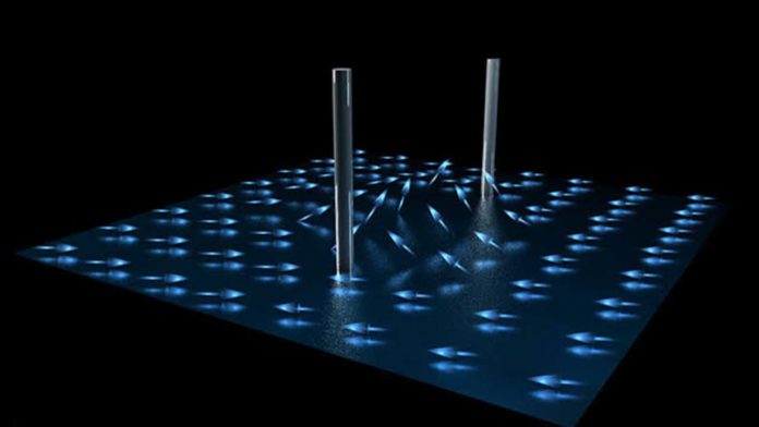 Representation of the spin vectors of the liquid helium as they form half quantum vortices. CREDIT Ella Maru Studios
