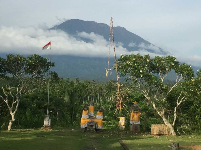 View of Mount Agung on November 10, 2017 from the Rendang Volcano Observatory, operated by CVGHM Photo by Jake Lowenstern, US Geological Survey