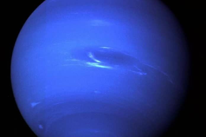 Image of strom on Neptune from Hubble Space Telescope. Credit: NASA/ESA/GSFC/JPL.