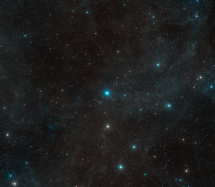 This wide-field image shows the surroundings of the young star HR8799 in the constellation of Pegasus. This picture was created from material forming part of the Digitized Sky Survey 2. The location of HR 8799 is shown.  Credit: ESO/Digitized Sky Survey 2