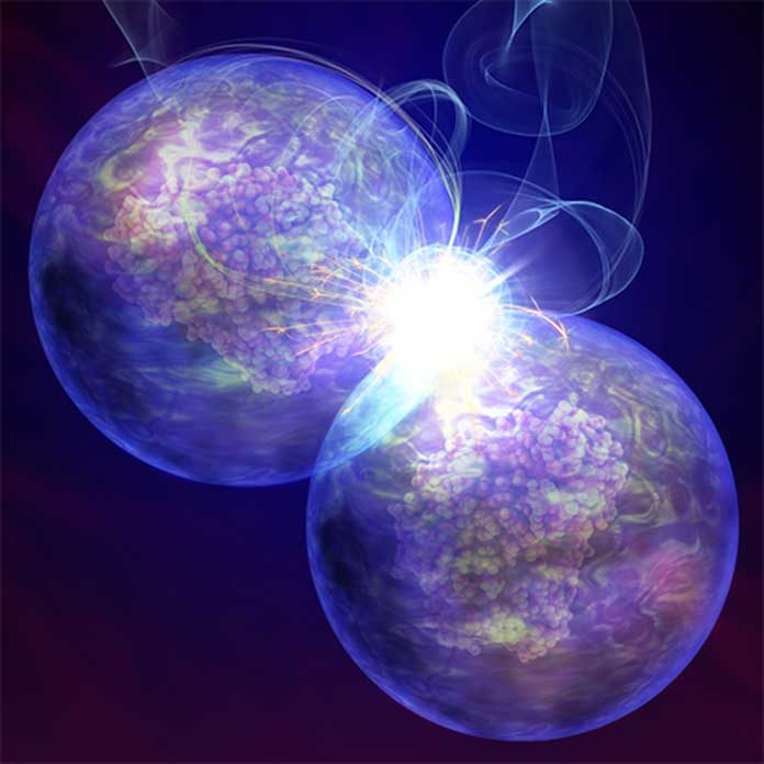 An artist’s impression of Stem Cell Welding. The cell membrane-bound enzymes catalyse a hydrogelation event, which fuses two stem cells together. Warwick Bromley.