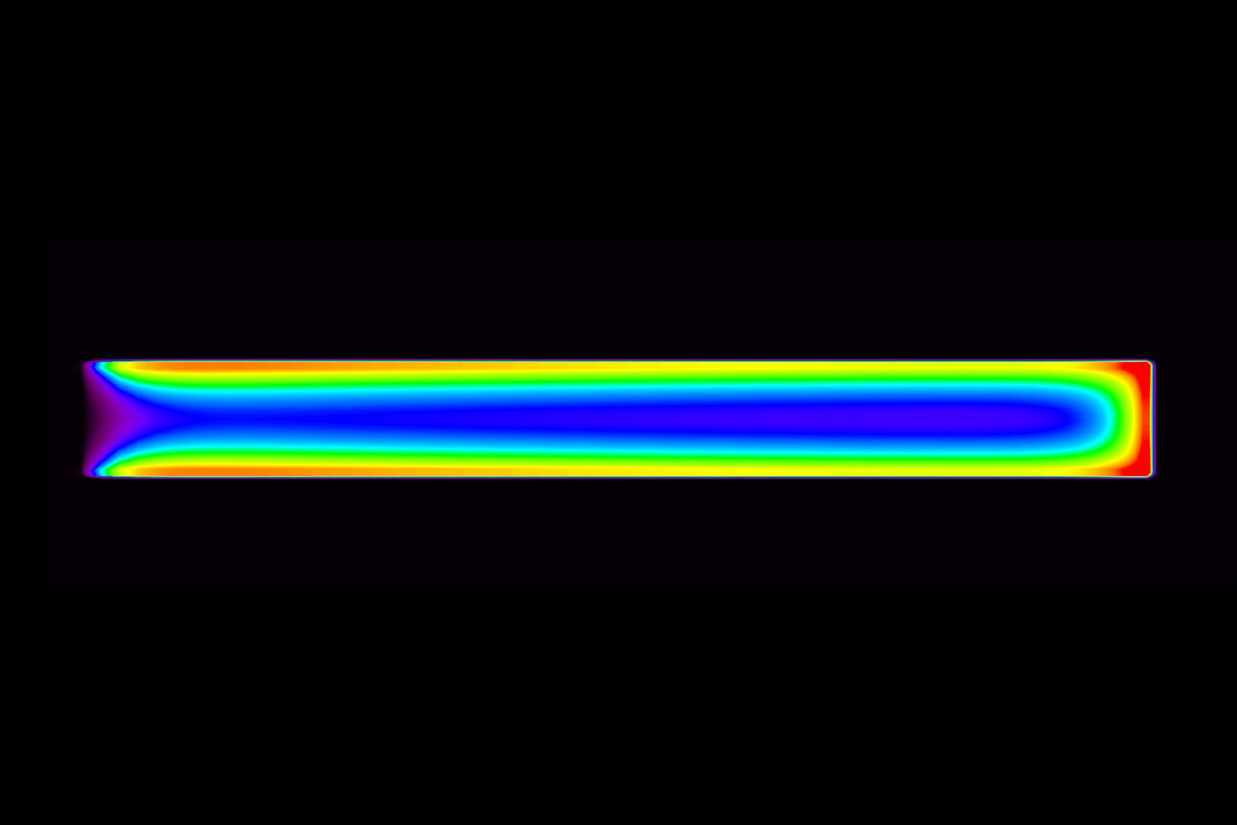 Model of nanowire-based light-emitting diode showing that adding a bit of aluminum to the shell layer (black) directs all recombination of electrons and holes (spaces for electrons) into the nanowire core (multicolored region), producing intense light. Credit: NIST