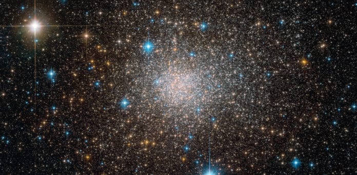 Peering through the thick dust clouds of the galactic bulge an international team of astronomers has revealed the unusual mix of stars in the stellar cluster known as Terzan 5. The new results indicate that Terzan 5 is in fact one of the bulge's primordial building blocks, most likely the relic of the very early days of the Milky Way. Image: NASA/ESA Hubble Space Telescope.