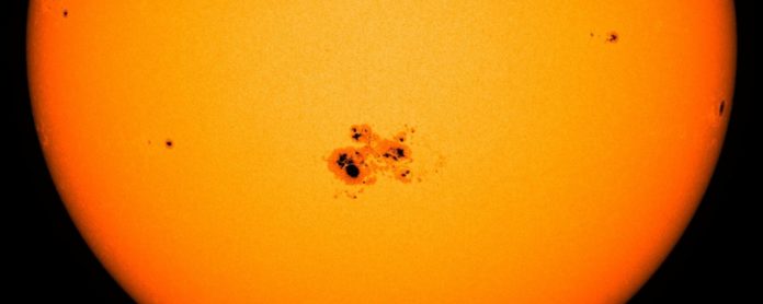 Sunspots appear on the surface of Earth's sun. (Credit: NASA/SDO)