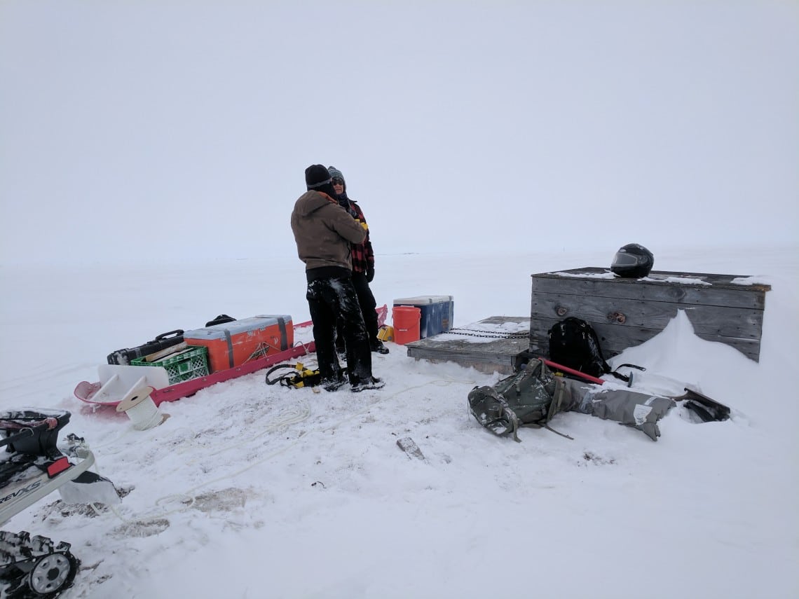 The research site about 1 mile outside of Utqiagvik, Alaska, appears at the surface as a box sitting on an expanse of white tundra. This is one of two cryopeg locations under study worldwide. It’s not known how many of these features exist, but evidence suggests they’re widespread in flat Arctic coastal regions.Zac Cooper/University of Washington