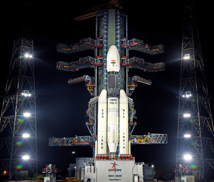 GSLV MkIII-M1 / Chandryaan 2 vehicle night view at the Second Launch Pad