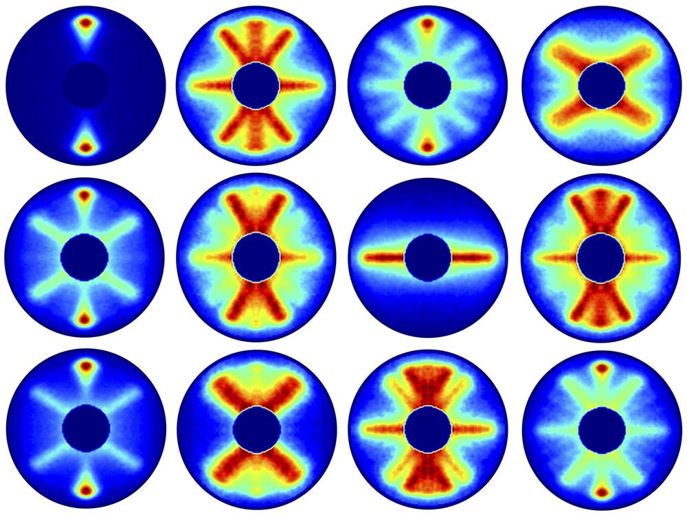 Steps of the molecule's rotation, recorded with an average gap of seven picoseconds each. Credit: DESY, Evangelos Karamatskos