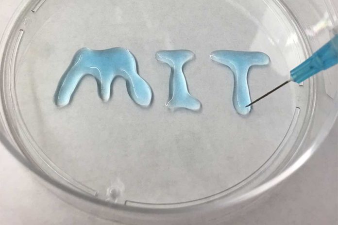 MIT researchers have developed a material that gastroenterologists can inject into patients as a liquid that then turns into a solid gel once it reaches polyp tissue during colonoscopies. Image: Courtesy of the researchers