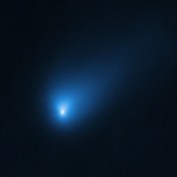 On 12 October 2019, the NASA/ESA Hubble Space Telescope observed Comet 2I/Borisov at a distance of approximately 420 million kilometres from Earth. The comet is believed to have arrived here from another planetary system elsewhere in our galaxy.