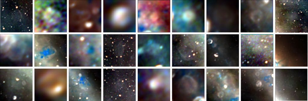 These are the 27 newly-discovered supernova remnants—the remains of stars that ended their lives in huge stellar explosions thousands to hundreds of thousands of years ago. The radio images trace the edges of the explosions as they continue their ongoing expansion into interstellar space. Some are huge, larger than the full moon, and others are small and hard to spot in the complexity of the Milky Way. Credit: Dr Natasha Hurley-Walker (ICRAR/Curtin) and the GLEAM Team.