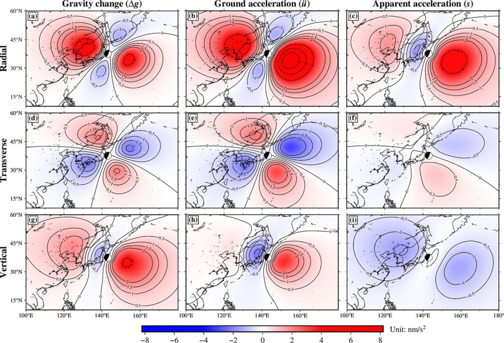 Spatial distribution of PEGS signal strength during the Tohoku quake in 2011, shortly before the arrival of the primary seismic wave. Credit: Earth and Planetary Science Letters, Vol 536, Zhang et al. 202