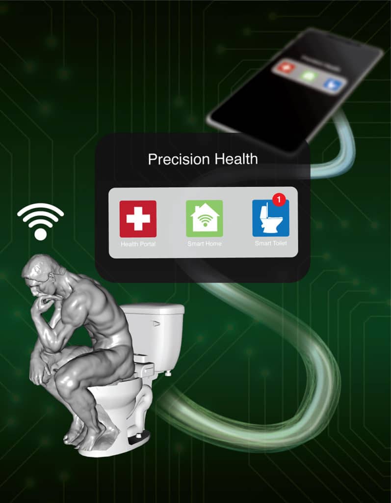 The smart toilet automatically sends data extracted from any sample to a secure, cloud-based system for safekeeping.