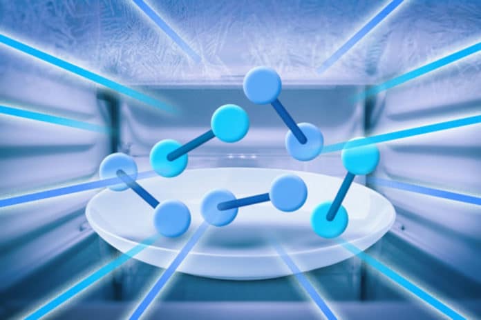 A new “refrigerator” super-cools molecules to nanokelvin temperatures. The technique may enable more complex, molecule-based quantum computing. Image: José-Luis Olivares, MIT