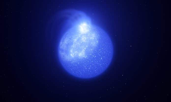 Artist’s impression of star plagued by giant magnetic spot