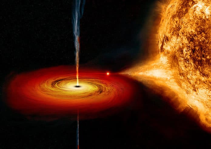 Astronomers captured black hole emitting hot material into space