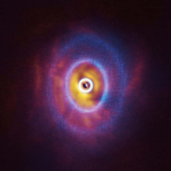 ALMA and SPHERE view of GW Orionis (superimposed)
