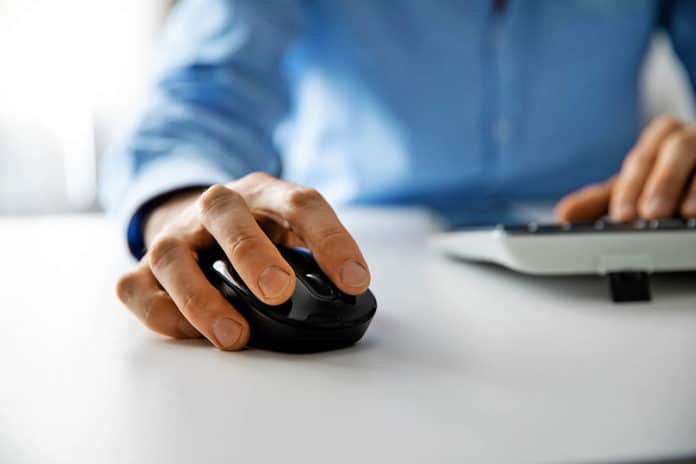man using computer mouse