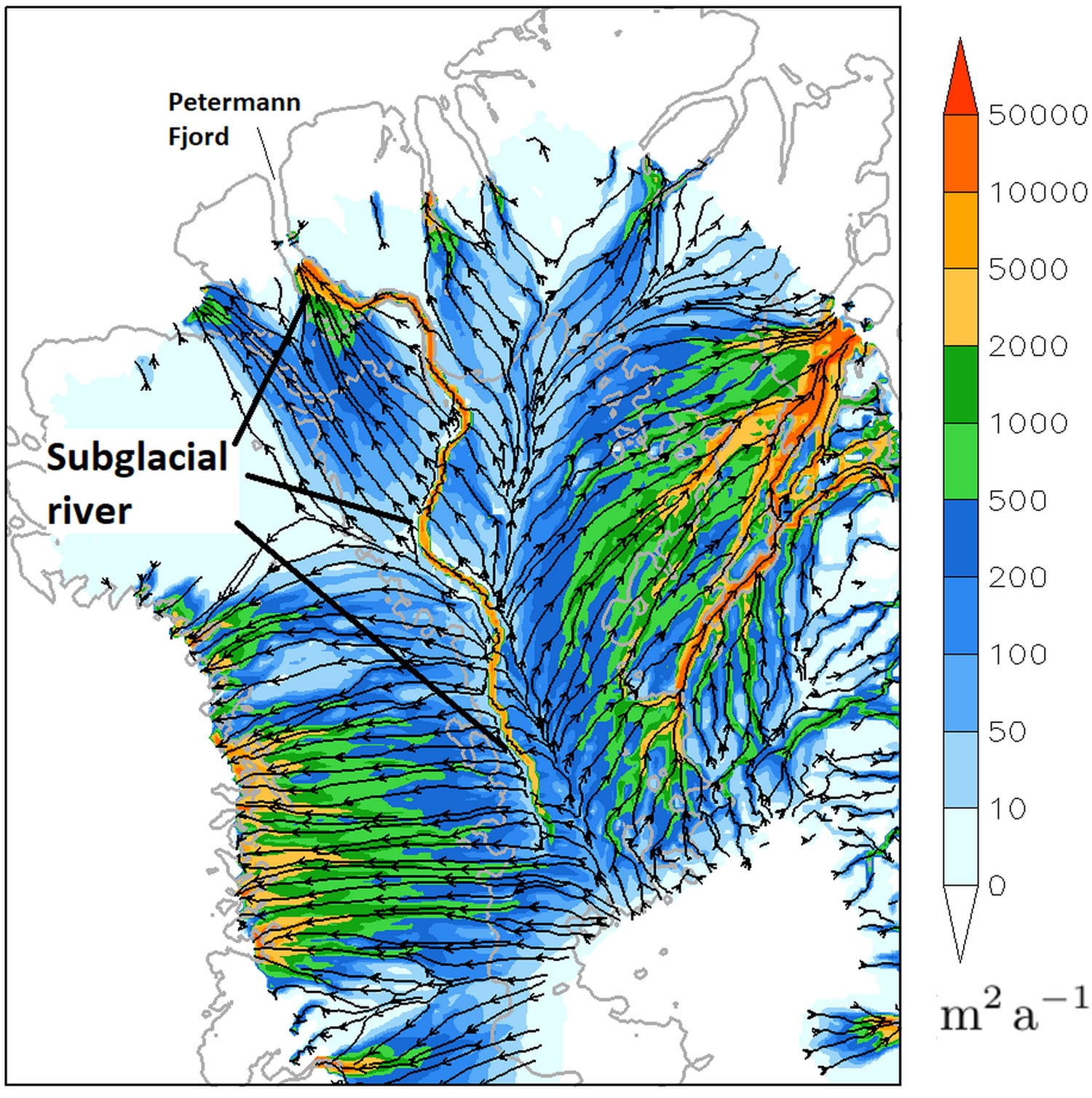 Possibly 1000 km long river running deep below Greenland's ice sheet