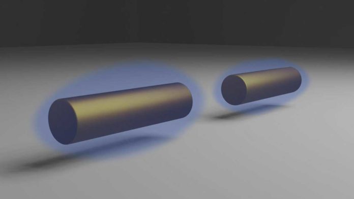 A pair of cylindrical gold nanoparticles