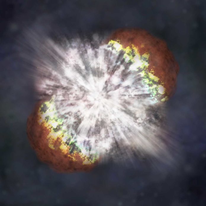 An illustration of one of the brightest and most energetic supernova explosions