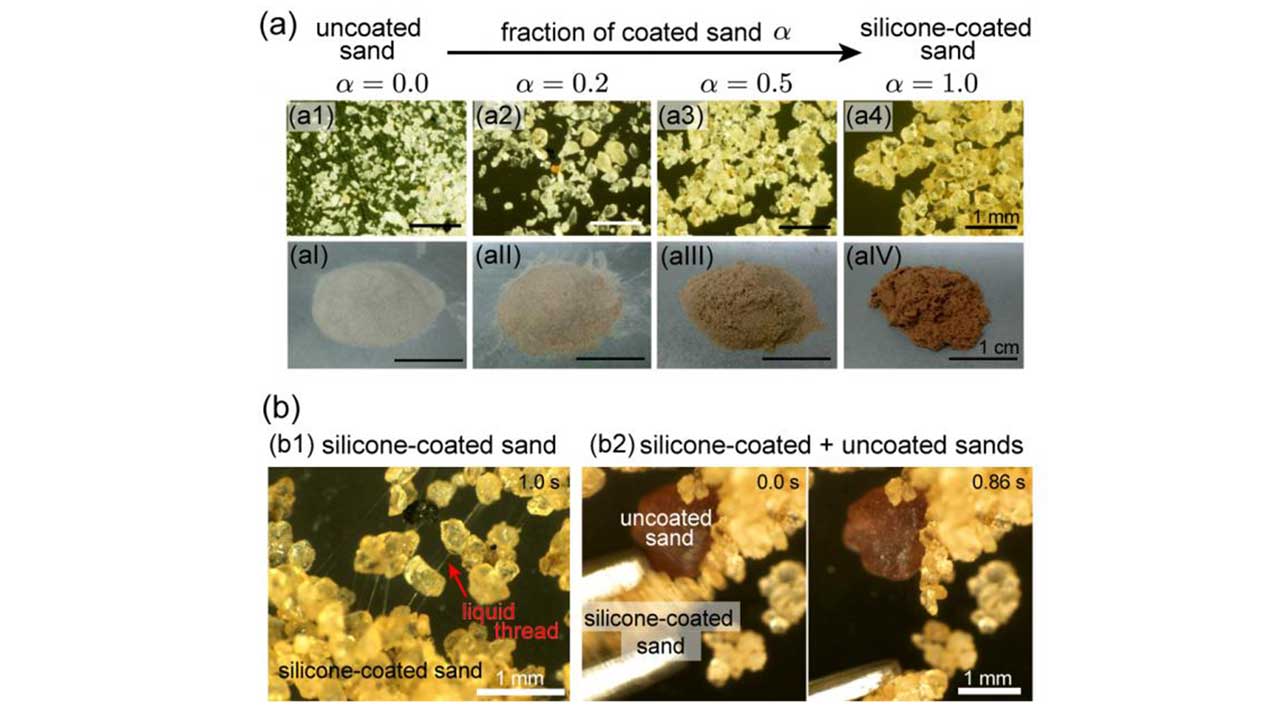 Mixtures of "magic sand" and normal sand