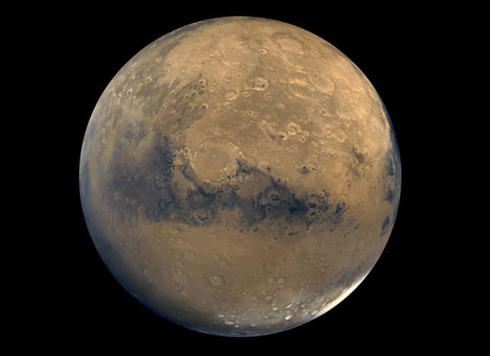 A large quantity of Mars' water is trapped in its crust