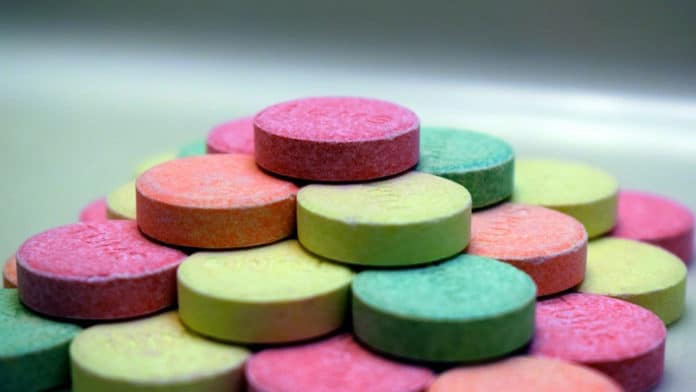 colorful antacid tablets