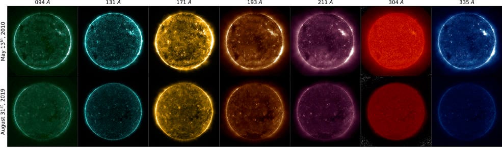 ultraviolet wavelengths observed by the Atmospheric Imaging Assembly on board NASA’s Solar Dynamics Observatory