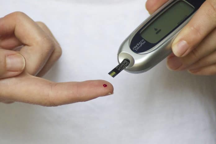 Image showing patient's finger testing blood sugar