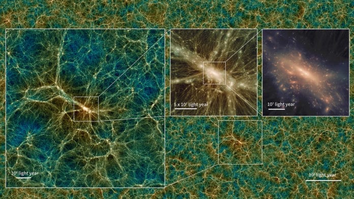 The distribution of dark matter in a snapshot from Uchu