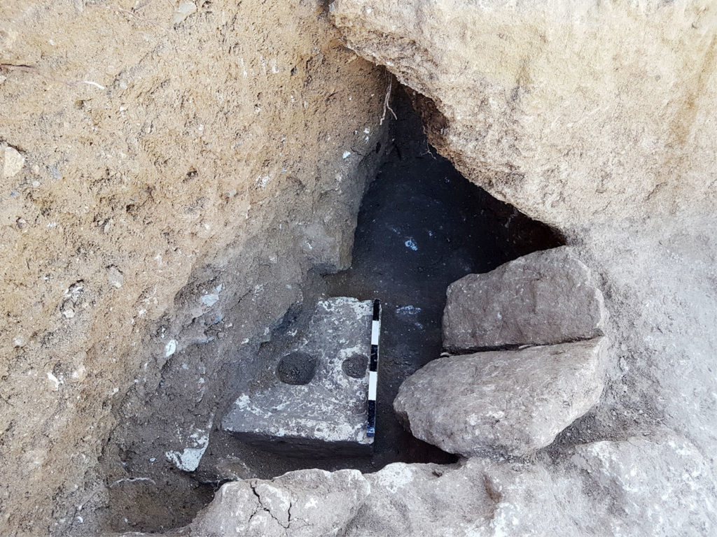The stone toilet seat found during the 2019 excavation at Armon Hanatziv.