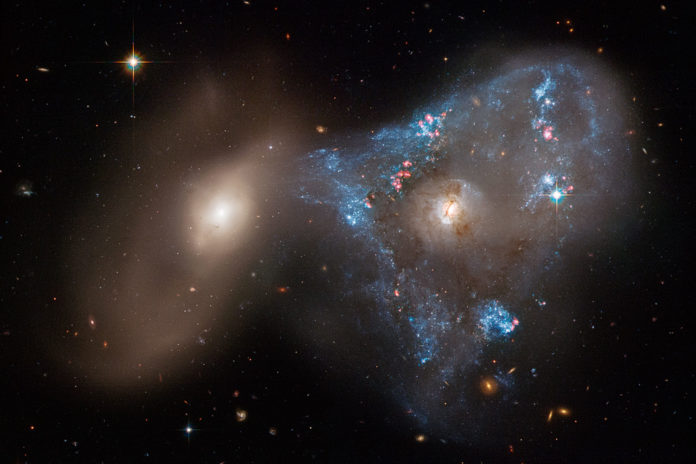 A spectacular head-on collision between two galaxies