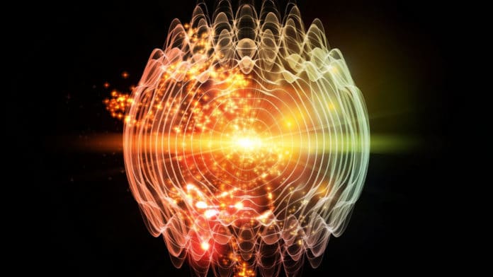 Image is an artistic illustration of quantum state