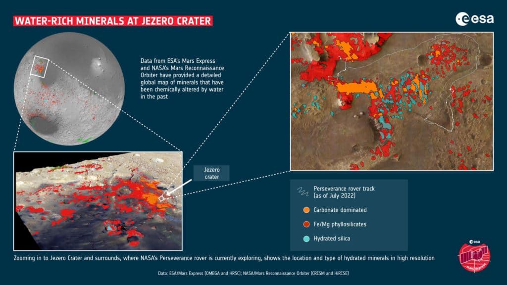Water-rich minerals at Jezero Crater