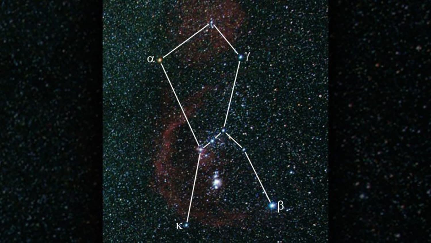 The constellation Orion, Betelgeuse is marked with Alpha
