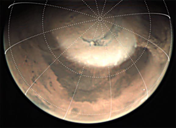 Dust storm swirling on Mars