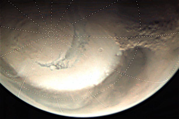 Dusty clouds at the martian North Pole